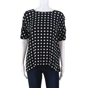 Elk Womens Tile Gingham Print Dolman Sleeve Blouse Black Size Small 10707271
